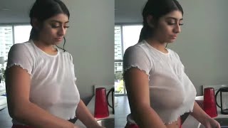 Hot Desi Girl Braless Kitchen Cleaning No Wearing Bra Neha Sharma Vlog
