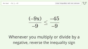Solving Linear Inequalities: -9x is Greater Than or Equal to -45