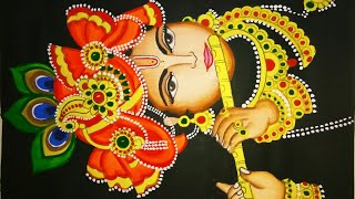 An Ignited Lord Krishna Painting In Complete Black Background One Of My Best Krishna Painting Youtube