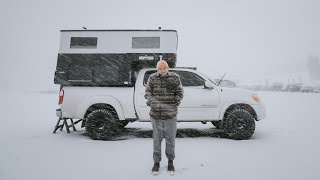 Solo Winter Truck Camping with Snow & Extreme Hail