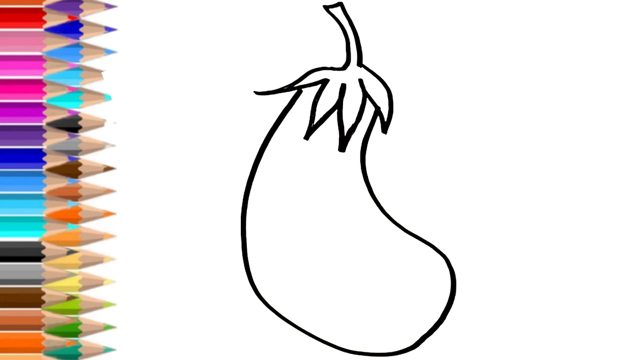 How to draw brinjal | How to draw eggplant | egg plant drawing for kids ...