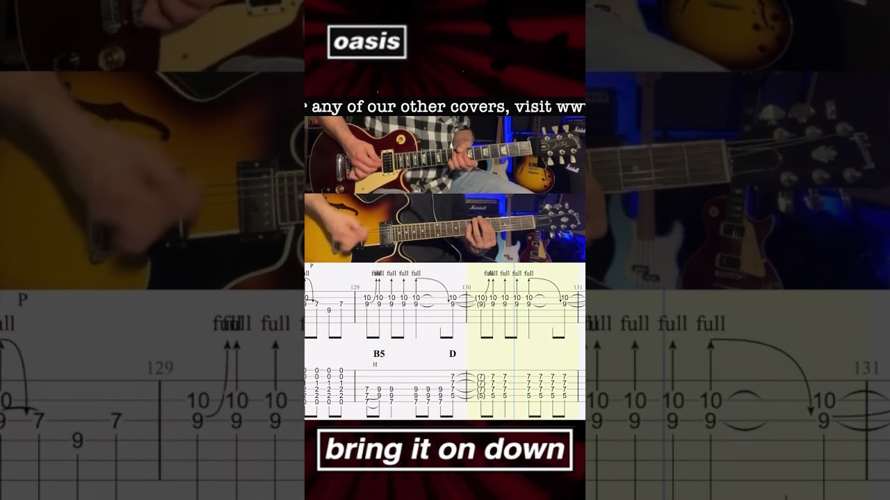 Bring It On Down - Oasis - Lead & Rhythm Guitar - Rolling Tab - Lesson - Cover - Noel - Bonehead