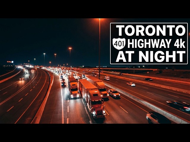 The 401 at Night | Toronto Highway Traffic Sounds for 1 Hour (4K