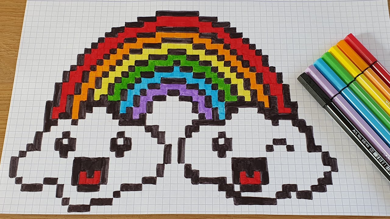 KAWAII RAINBOW PIXEL ART - TUTORIAL - YouTube