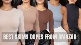SKIMS DUPES?? | PUMIEY TRY ON | COMFORTABLE AND AFFORDABLE  AMAZON BODYSUITS | AMAZON TRY ON