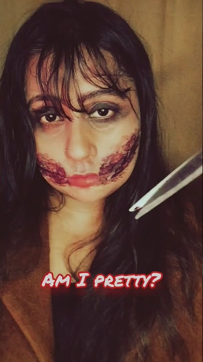 Turned myself into Kuchisake Onna. #makeup #transition #shorts #youtubeshorts