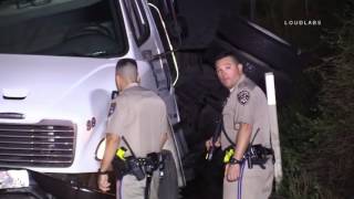 EB 60 Fwy OT Semi Trailer / Jurupa Valley RAW FOOTAGE
