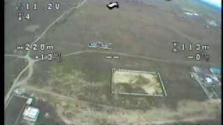 Tricopter fpv 120m height flight in strong winds and crash on the roof