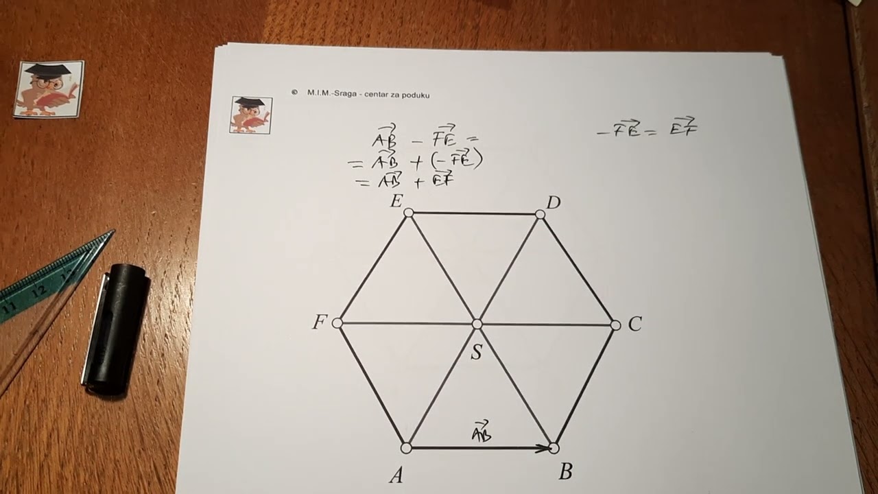 Mat-3239566 - vektori oduzimanje i zbrajanje vektora u šesterokutu  matematika 3 ili matematika7