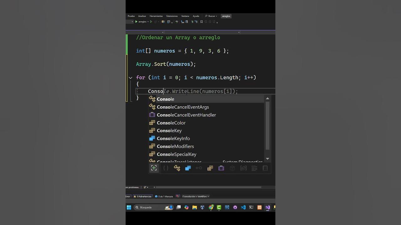 Ordenar un Array con Sort #csharp #microsoft #net - YouTube