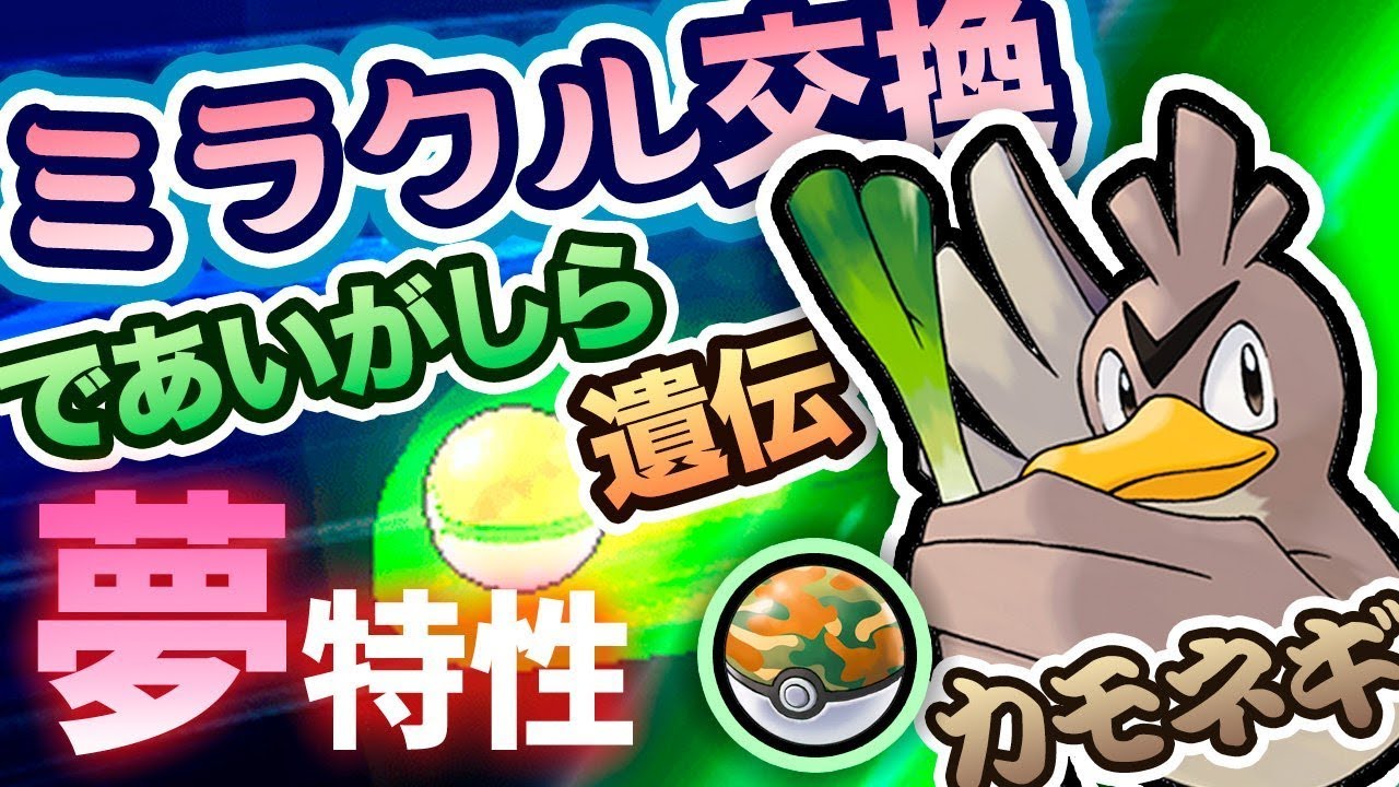 ポケモン ミラクル交換 夢であいがしら遺伝カモネギ Usum Usm H29 12 24 Youtube