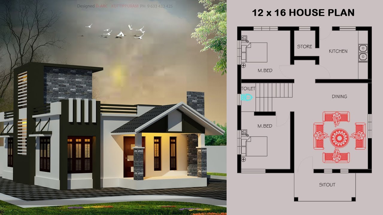 12 X 16 House Plan With House Design - Youtube