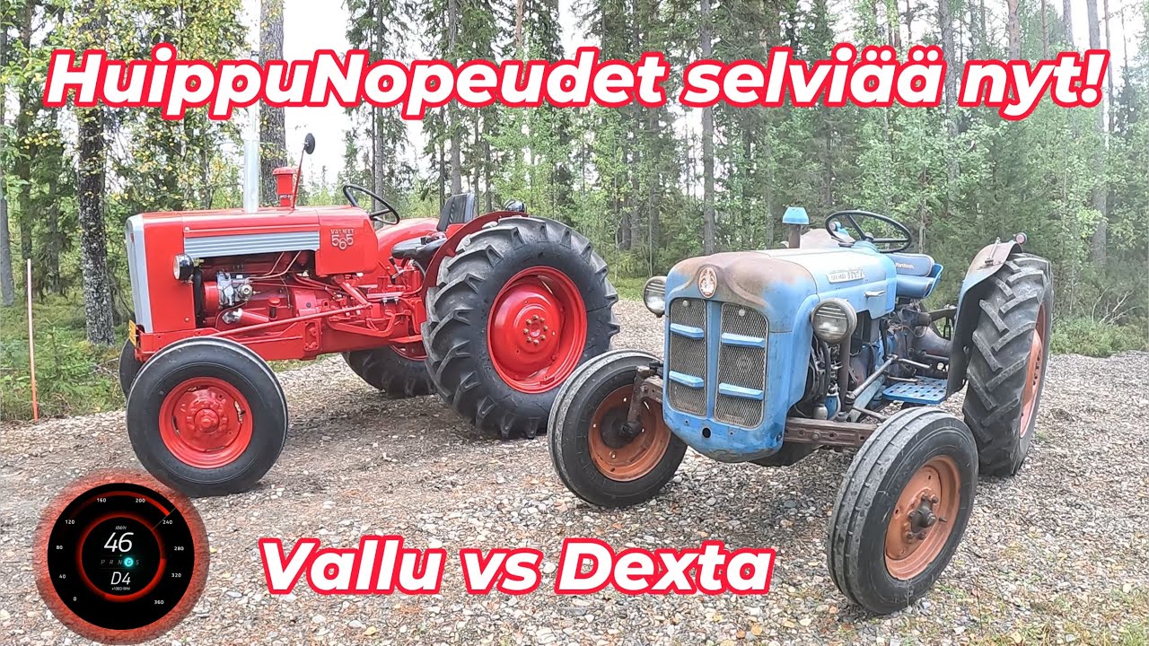 Paljonko kulkee Valmet 565 & Fordson Dexta? Mitataan huippunopeudet.