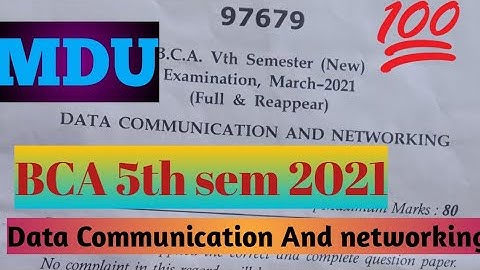 BCA 5th semester Data Communication And Networking question paper 2021-22 #MDU