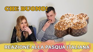 Stranieri mangiano la Colomba di Pasqua. Reazione alla Pasqua Italiana. Italian food reaction