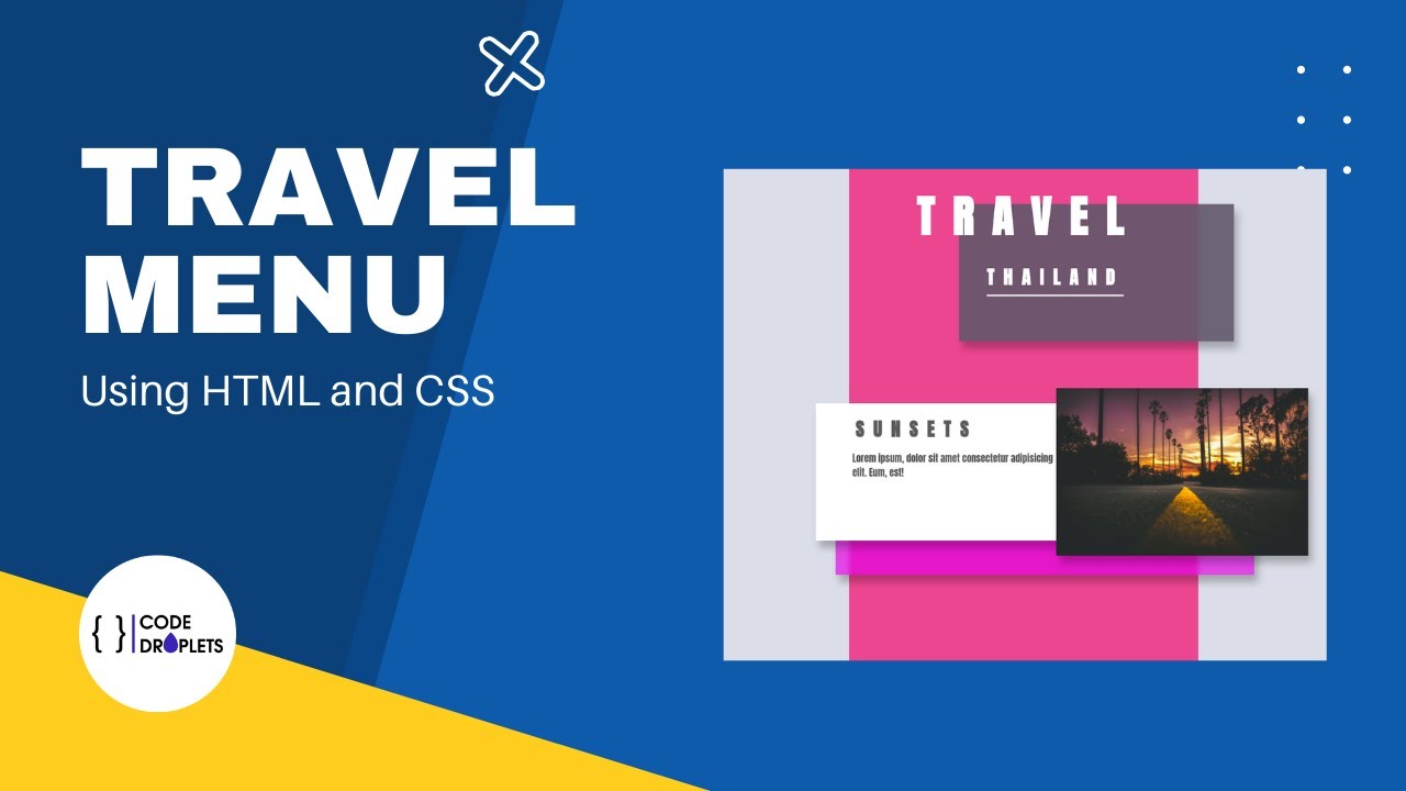 How to create Travel menu section using HTML and CSS | Tutorial for ...