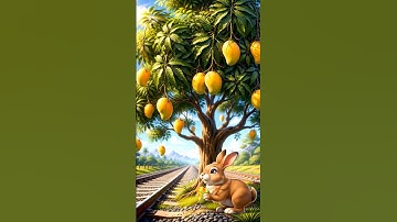 A little rabbit plants a mango tree on the railway track 🥭#ai#shorts #ytshorts #trending #mango