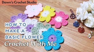 How To Make A Basic Flower   Simple Two Colors Beginner Friendly | Crochet With Me