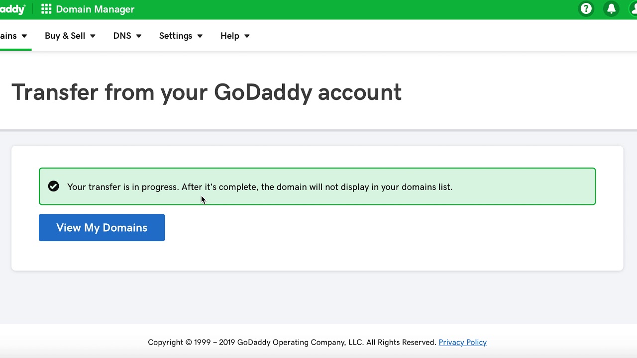 domain name transfer process godaddy