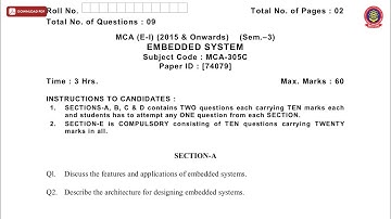 MCA 3RD SEM EMBEDED SYSTEM DEC 2018 | PTU