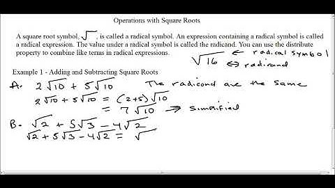 Operations with Square Roots