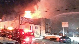 11-6-2014 boyle heights, california / it took over 100 los angeles
firefighters two hours to knock down an intense blaze that gutted a
wood working shop...