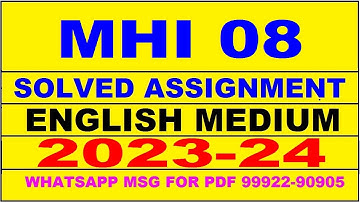 mhi 08 solved assignment 2023-24 | mhi 8 solved assignment in english 2024 | mhi 8 2024