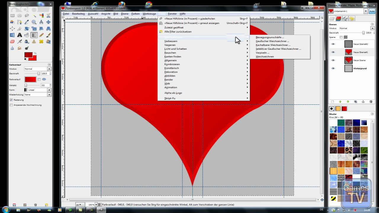 1 2 Herz Erstellen De Hd Tutorial Gimp Youtube