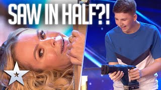 Teen magician saws Judge IN HALF on stage | Unforgettable Audition | Britain's Got Talent