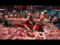 China Meat Market Livestream | Female Butcher in Action | No Voiceover