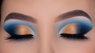 Royal Blue Golden Cut Crease Tutorial screenshot 2