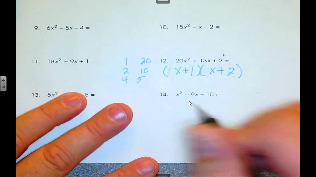 Factoring Trinomials Practice Worksheet