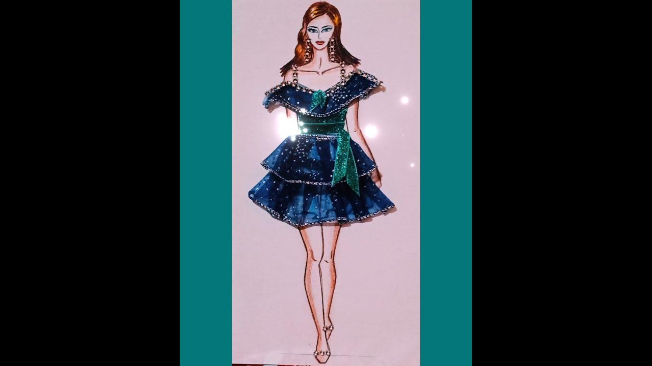 tutorial Glam Girl Dress#shorts#fashionillustration - YouTube