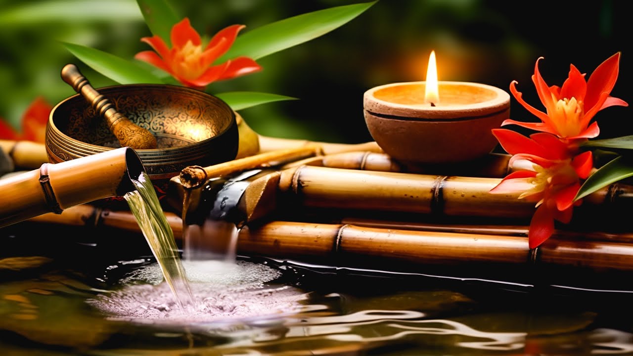 Tibetan Singing Bowls + Bamboo Water With Soothing Music To Relax ...