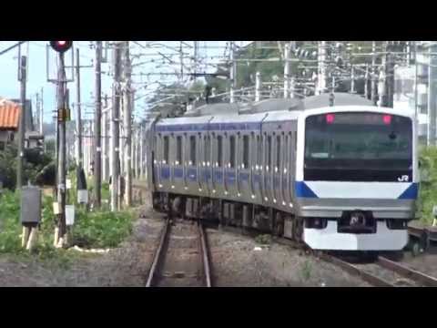 佐貫駅の2番線から出発してポイント区間を蛇行する常磐線下りE531系