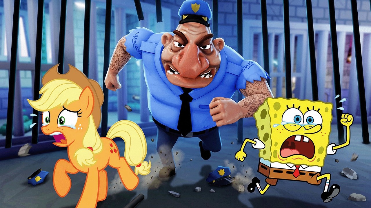 My Little Pony & SpongeBob ESCAPE LARRYS PRISON in Roblox! (OBBY)