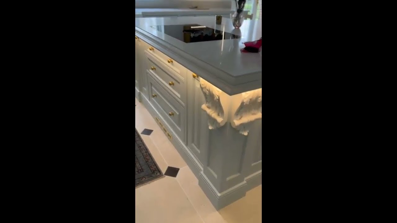 Marble Kitchen Island With 3000K 4mm COB LED Strip
