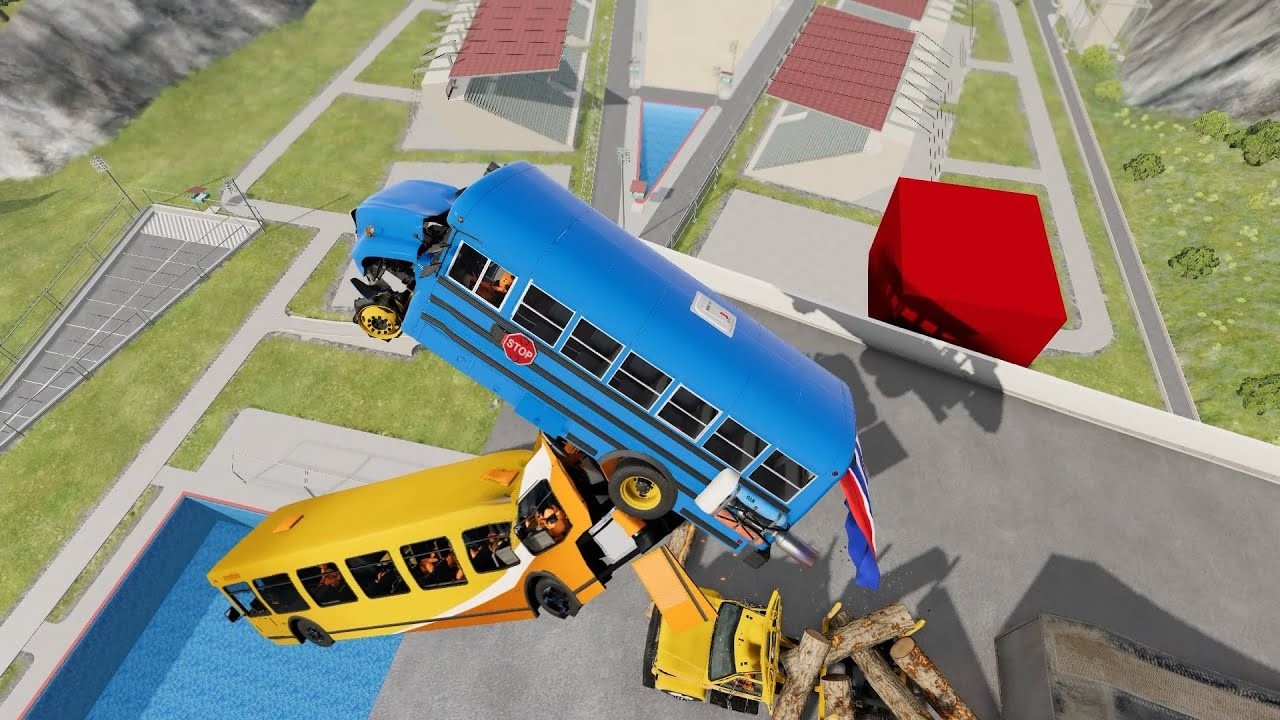 Cars vs Diving Pool: Jumping Over a Wooden Truck | BeamNG Drive
