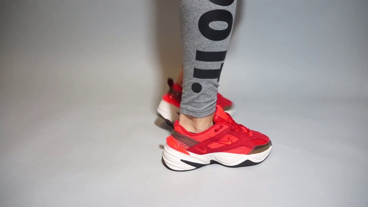 Nike M2K Tekno University Red Bright Crimson on feet - YouTube