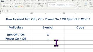 How to insert Turn Off / On - Power On / Off Symbol in Word?