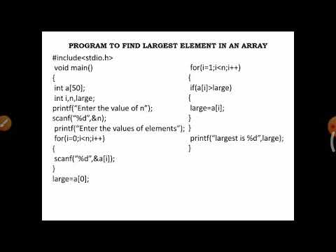 Program to find largest element in an array - YouTube