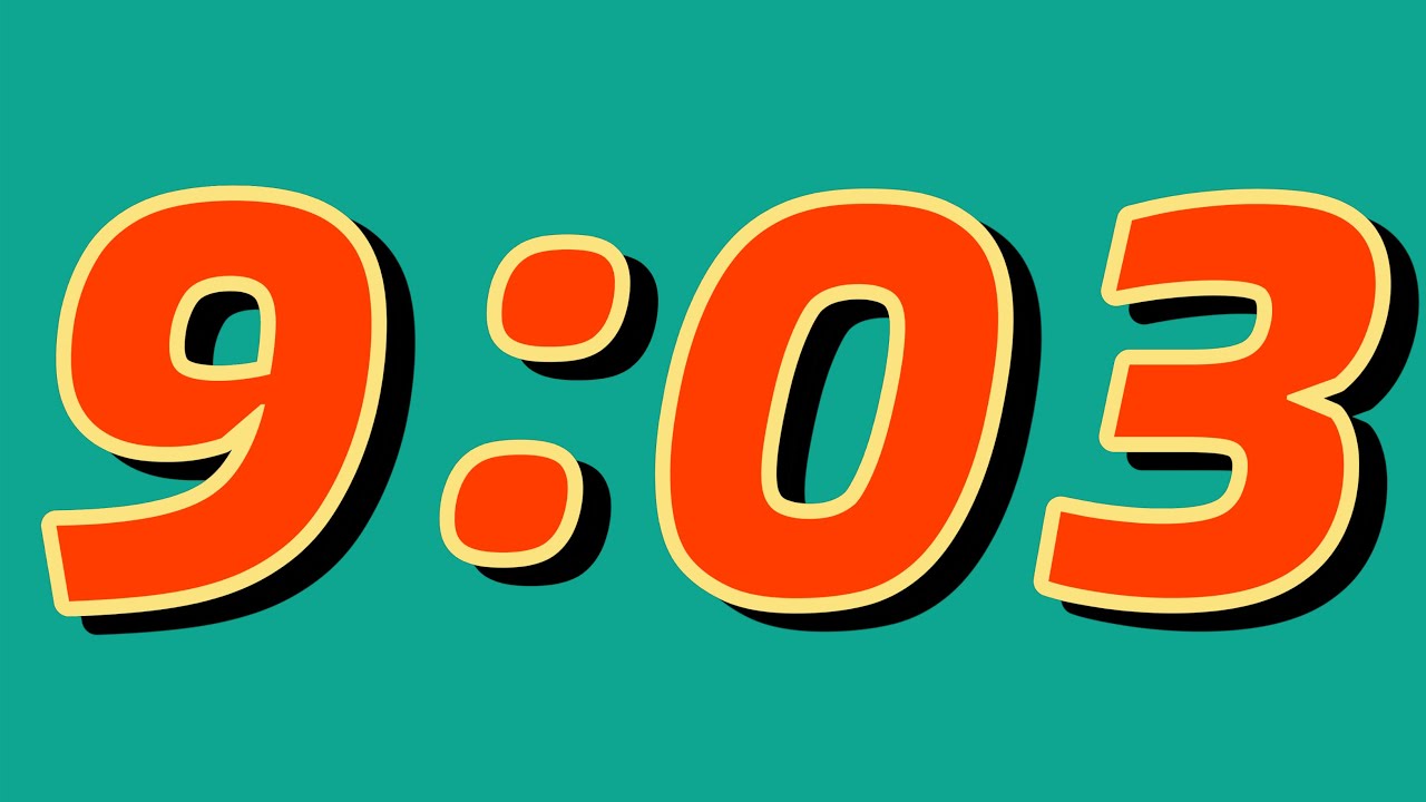 9 Minute and 3 Second Countdown Timer ⏰ | Bright green screen and huge ...