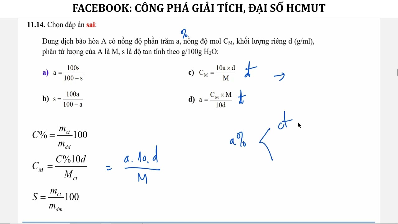 HÓA ĐẠI CƯƠNG - CHƯƠNG 7 - DUNG DỊCH - GIẢI BÀI TẬP P1