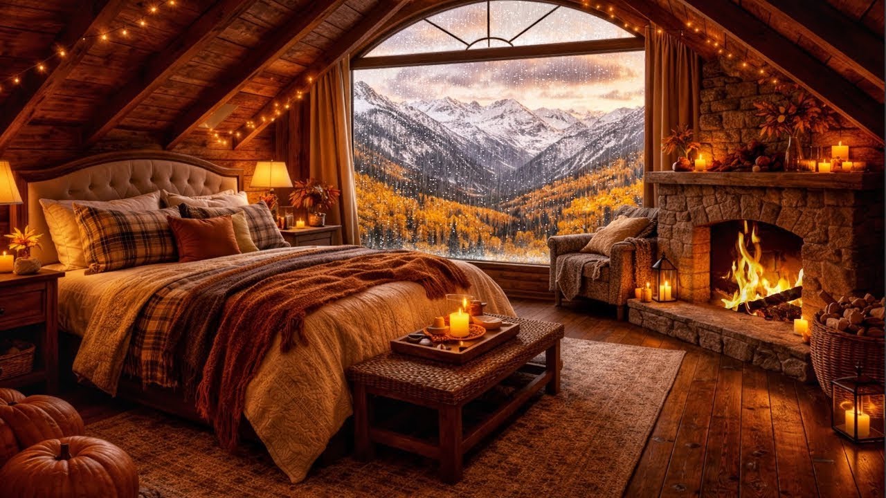 🌨️ Heavy Rain Sounds & Fireplace for Calm and Focus Deep Sleep/ 4RainVideos