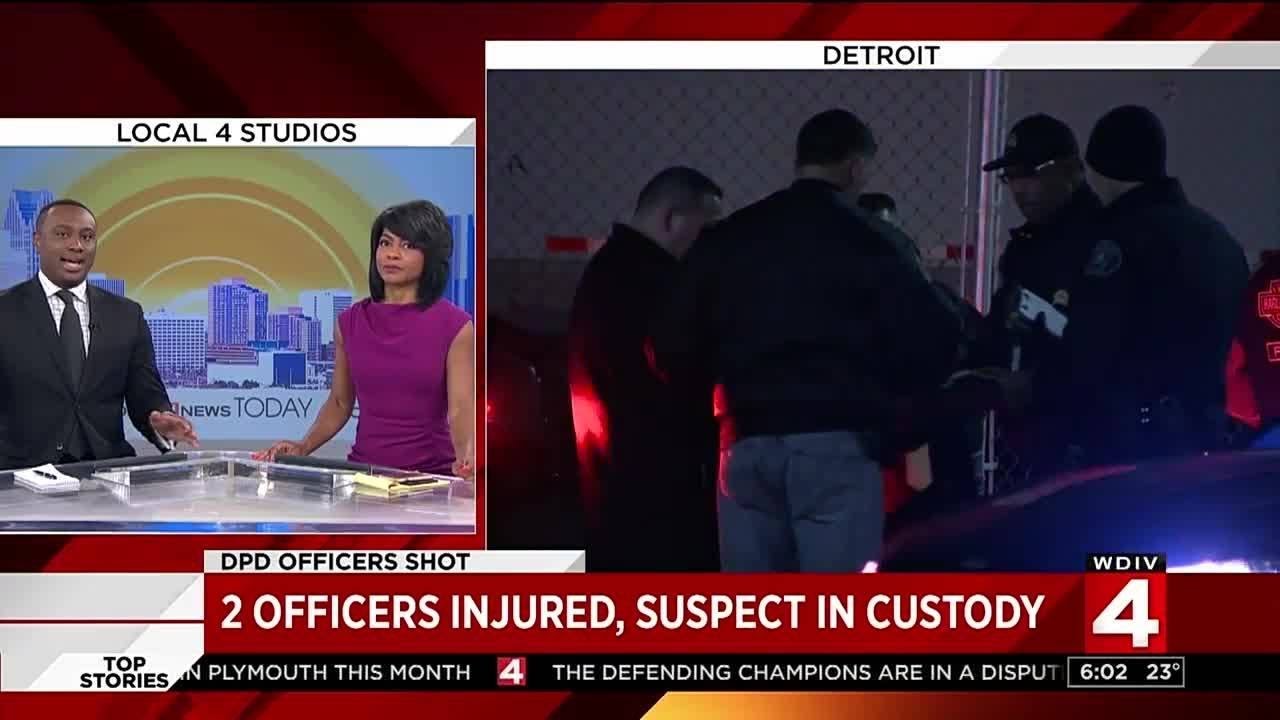2 Detroit police officers shot, recovering; suspect in custody - YouTube