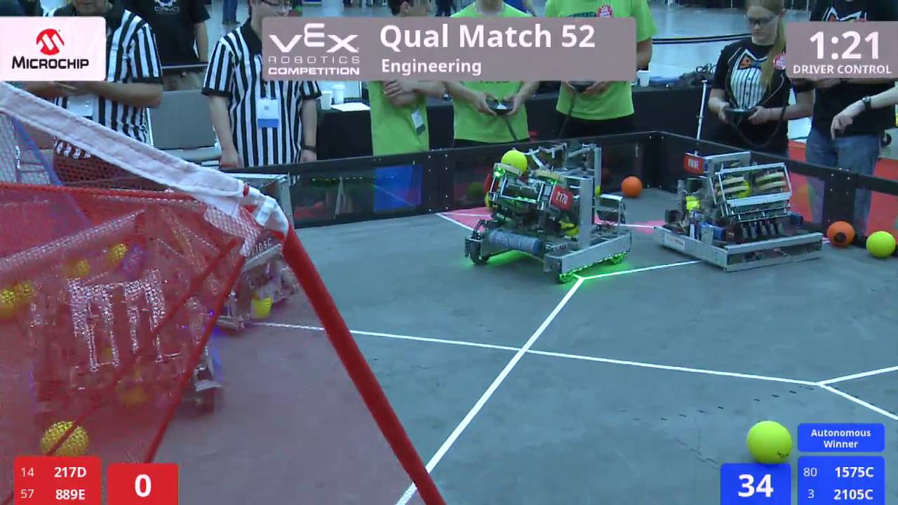 VEX Worlds 2016 - VRC High School - Engineering - Qual 52 (217D 889E) 26 vs 180 (1575C 2105C)