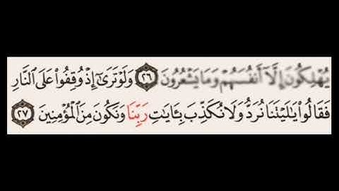 سورة الأنعام ص ١٣٠ من آية ٢٦-٢٧ (وَلَوْ تَرَىٰٓ إِذْ وُقِفُواْ عَلَى اؐلنَّارِ..)