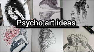 Psycho art ideas for beginners |dark drawing ideas| |trending drawing|| horror drawing ideas| 😱☠️
