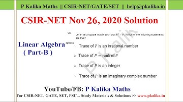 CSIR NET Mathematics || 26 Nov 2020 Solution - Checking Trace of a matrix || Linear Algebra, Part- C