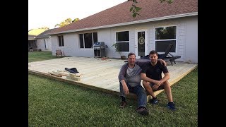 Here is one way (of many) to build a ground level deck. My son and I built this in a four day period. Simple, easy, and practical!